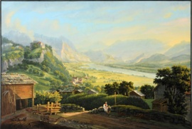 Verheerender Rheinbruch oberhalb von Vaduz